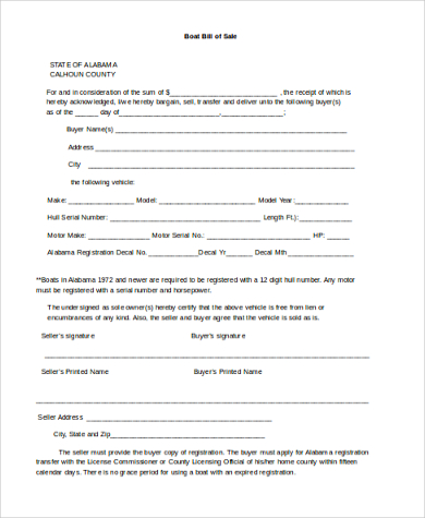 FREE 7+ Boat Bill of Sale Forms in PDF | Ms Word