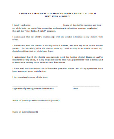 simple dental examination consent form