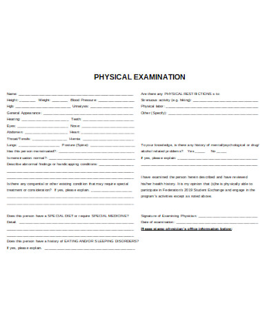 simple medical physical form