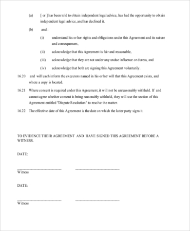 informal separation agreement template