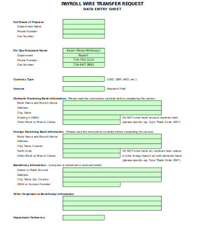 simple wire transfer form