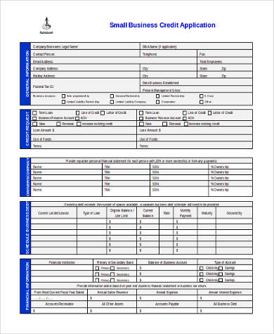 for application form lending sample Credit 8 Application  Forms  Business Free Sample