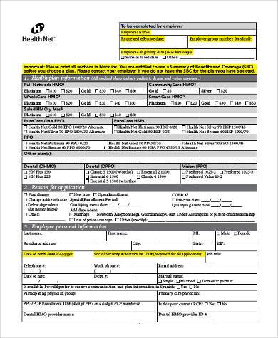 small business job application form