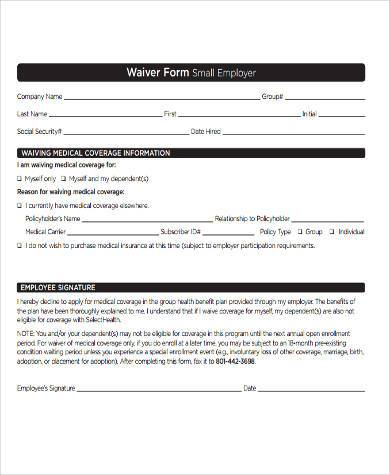 small employer waiver form
