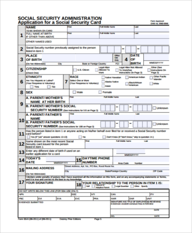social security administration application form