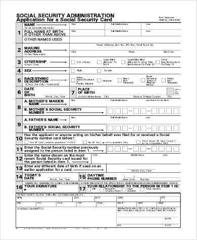 example social security application Form PDF FREE 7 Application Social Security Samples