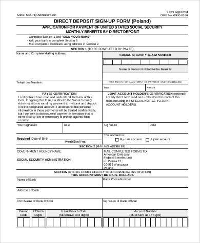 social security administration direct deposit form1