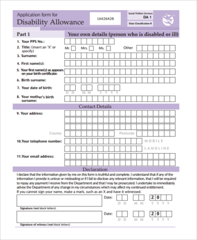 social security administration disability form