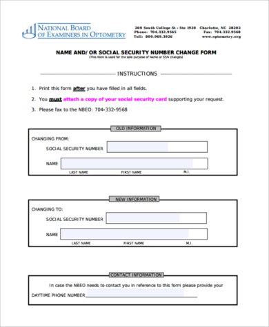 social security administration name change form