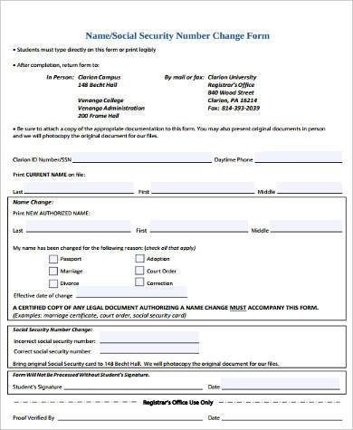 social security administration name change form2
