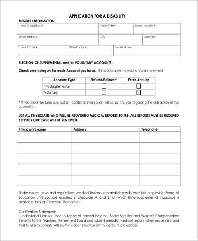 social security disability application form