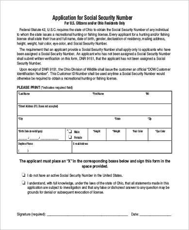 Free Sample Social Security Application Forms In Pdf