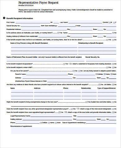 social security payee request form 