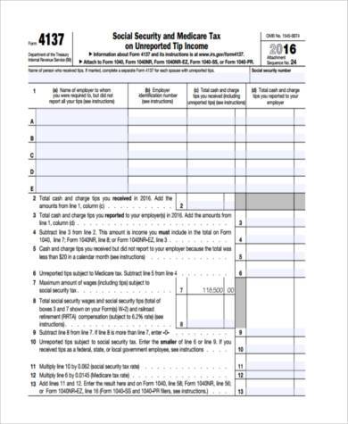social security tax form example