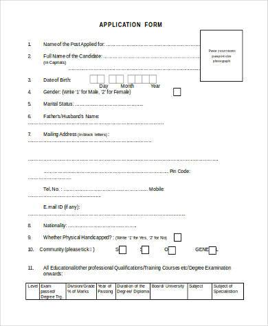 FREE 8+ Sample Standard Application Forms in PDF | MS Word | Excel