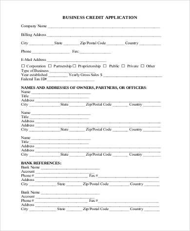 FREE 8+ Sample Business Credit Application Forms in PDF | MS Word