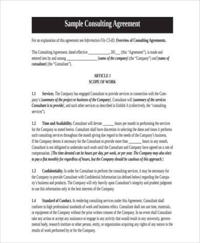 standard consulting agreement form