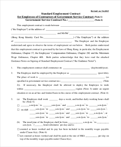 free 9 sample employment contract forms in pdf ms word