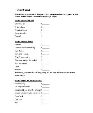 FREE 9+ Sample Event Budget Forms in MS Word | PDF | Excel