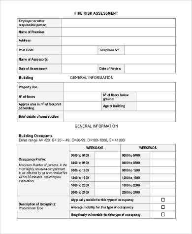 Sample Of Fire Risk Assessment