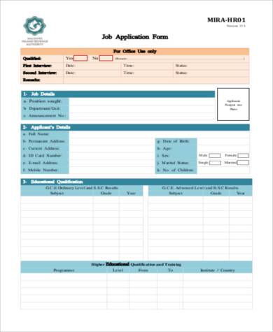 standard job application form3