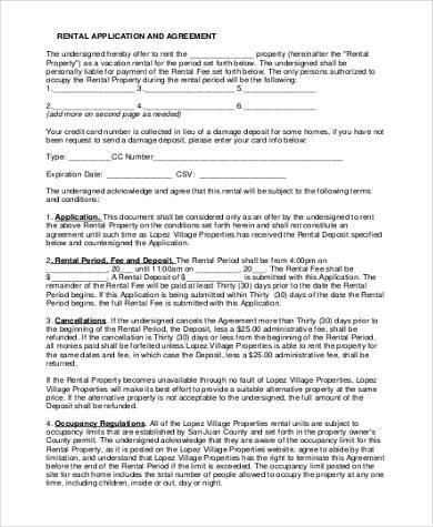standard rental agreement application