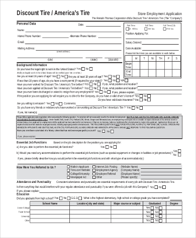 store employment application form
