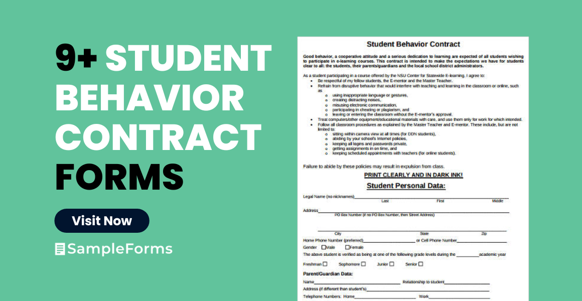 student behavior contract form