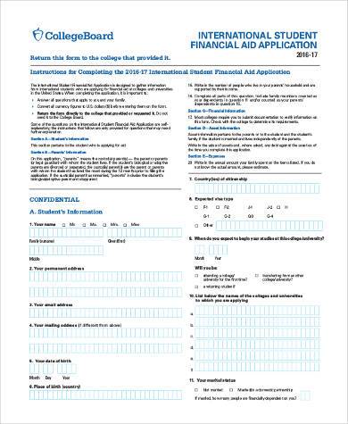 student financial aid form