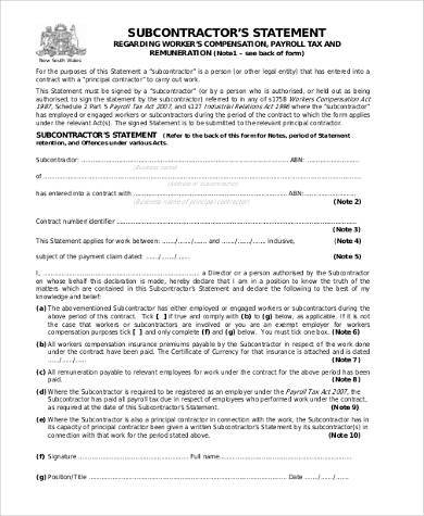 subcontractor tax agreement form