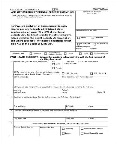 supplemental social security application form