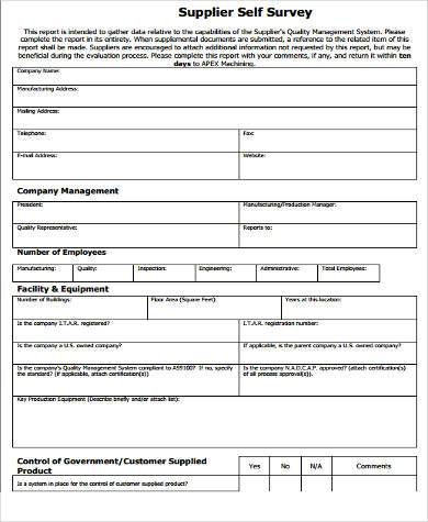 FREE 8+ Sample Supplier Survey Forms in MS Word | PDF | Excel