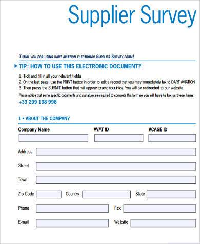 supplier survey electronic form