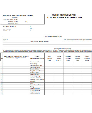 sworn construction statement form