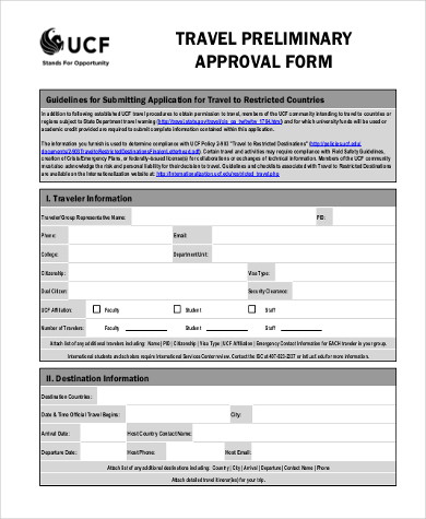 sample travel approval form