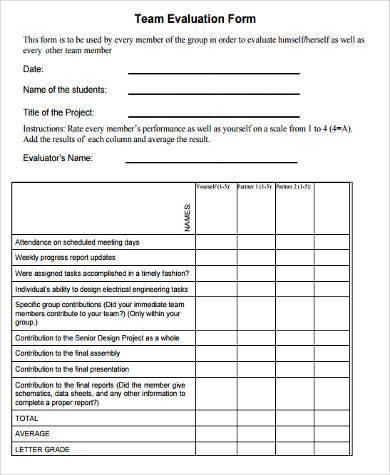 team evaluation form in pdf