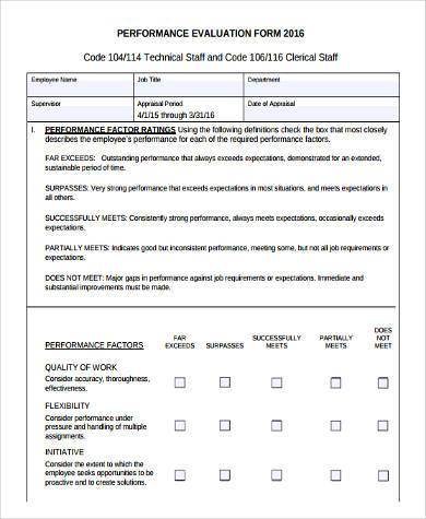 technical employee evaluation form