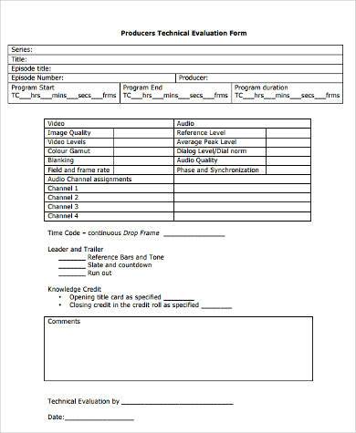 technical evaluation form example