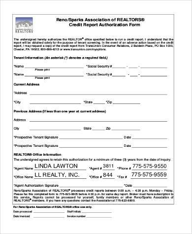tenant credit report authorization form