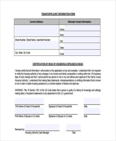tenant household information form