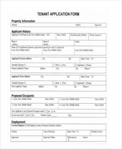 tenant information application form