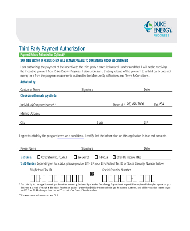 third party payment authorization form