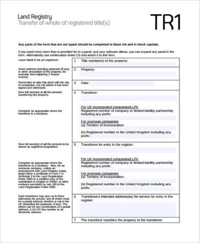 title deed transfer form