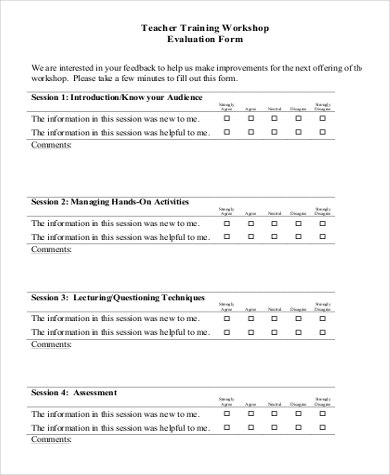 training workshop evaluation form