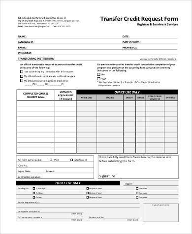 transfer credit request form