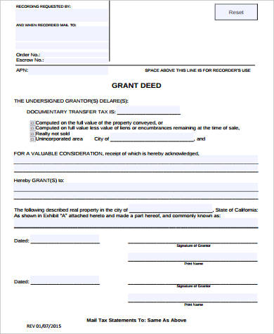 CA Grant Deed Form Printable