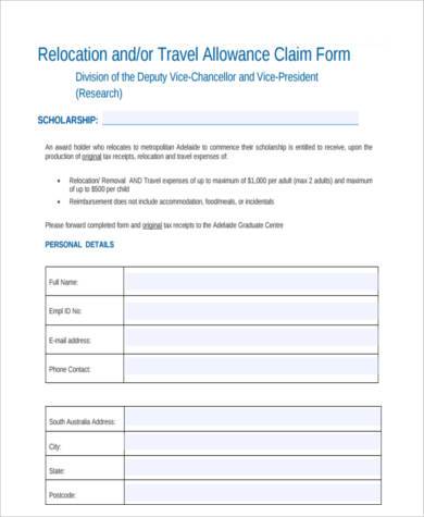 travel allowance tax form