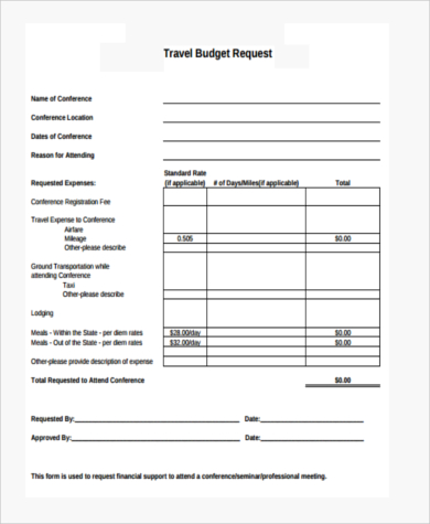 travel budget request form