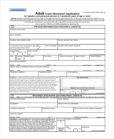 print travel document form