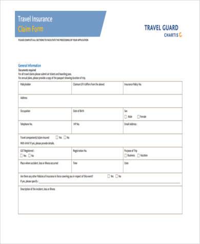 travel guard insurance claim form